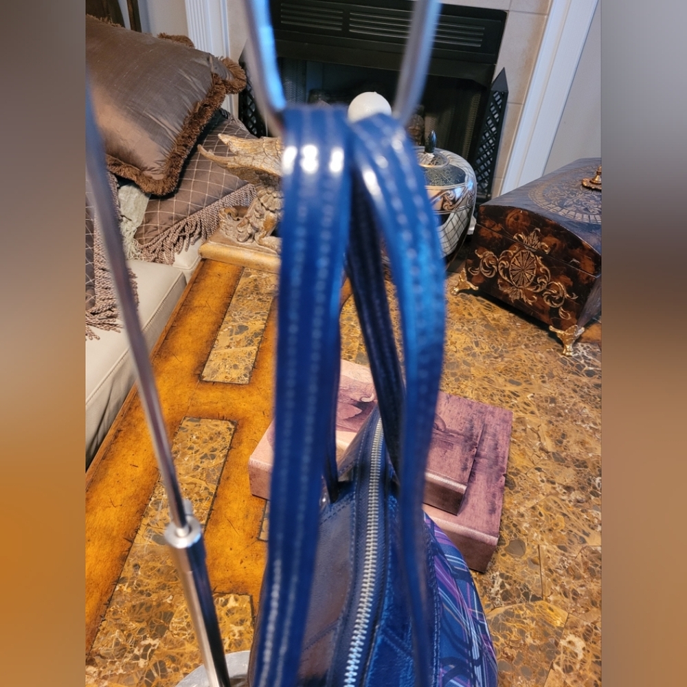 Coach Tartan Poppy Blue and Pink Plaid Tote Bag - Picture 6 of 9